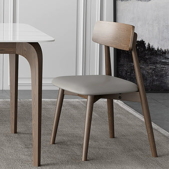 Walnut Gray PU Cushion Dining Chair