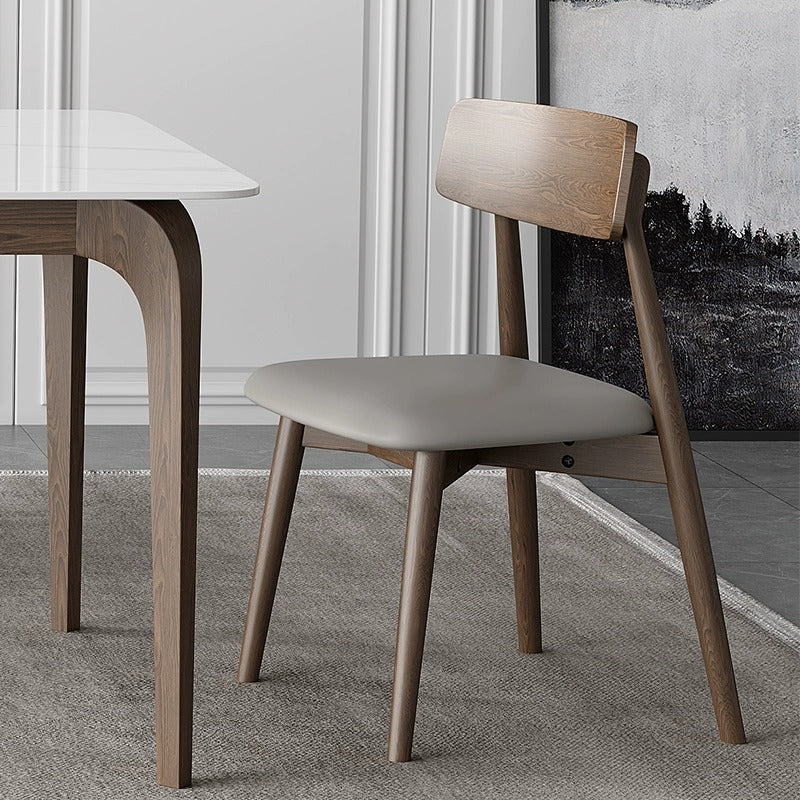 Walnut Gray PU Cushion Dining Chair