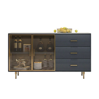 Blue Rock Panel Countertop/Glass Doors/Side Cabinet