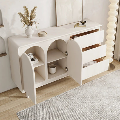 White Matte Solid Wood Sideboard