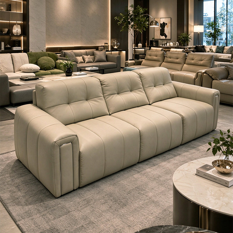 Eco-Leather 3-Seater Electric Extendable Sofa Light Khaki