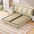 Genuine Leather/Cream White/Soft-Covered/Solid Wood Bed/153/183