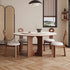 Round Travertine Walnut-colored Dining Table with 135cm Lazy Susan