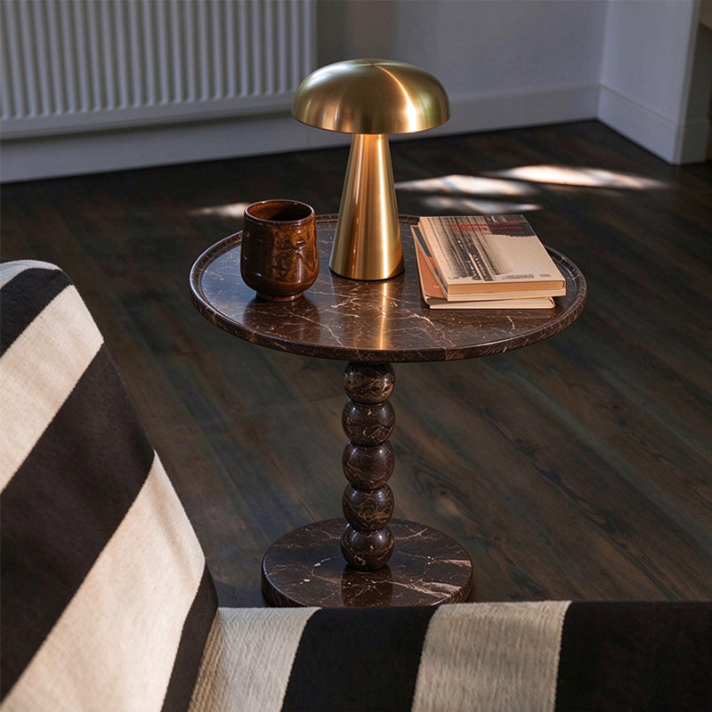 Deep Brown Premium Natural Marble Side Table