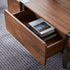 Pre Sale Walnut Grain Coffee Table with Brushed Black Titanium Accents