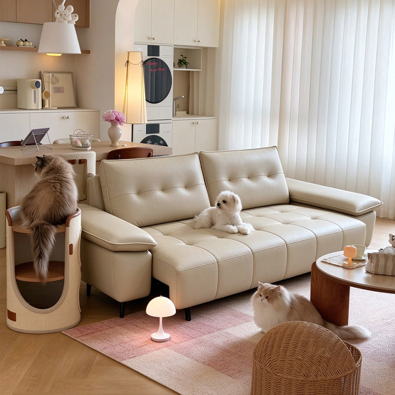 Pre sale Beige eco-leather electric sofa bed