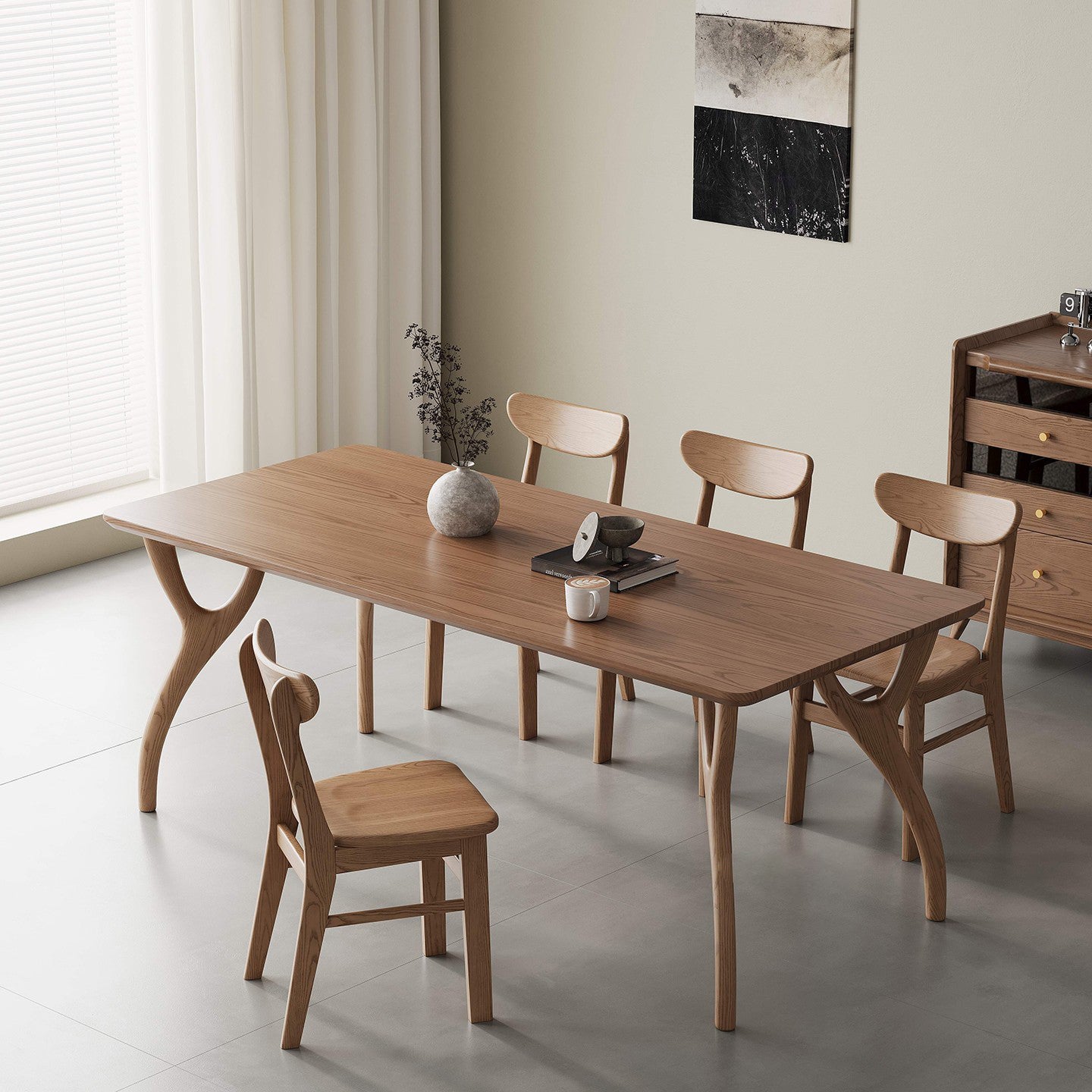 Walnut-stained Dining Table/ Ash Wood /160/180