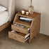 Walnut-Toned Ash Wood Nightstand with Two Drawers