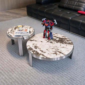 Pre Sale Luxury 'Snow Mountain Blue' Luxe Stone Nesting Coffee Table Set