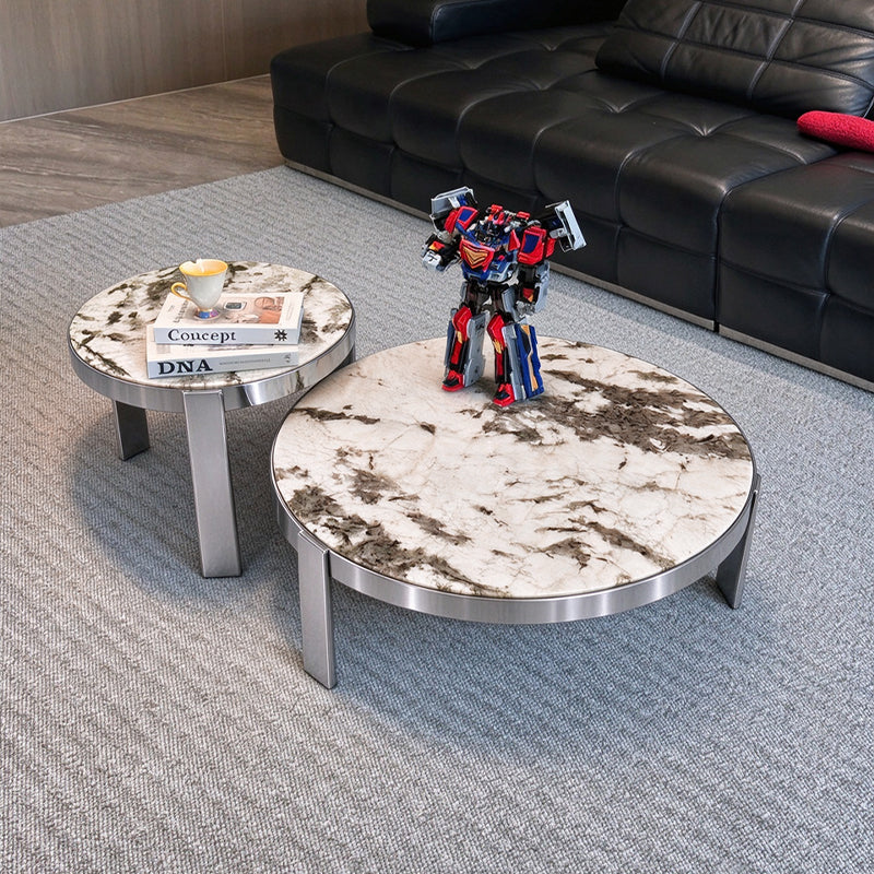 Pre Sale Luxury 'Snow Mountain Blue' Luxe Stone Nesting Coffee Table Set