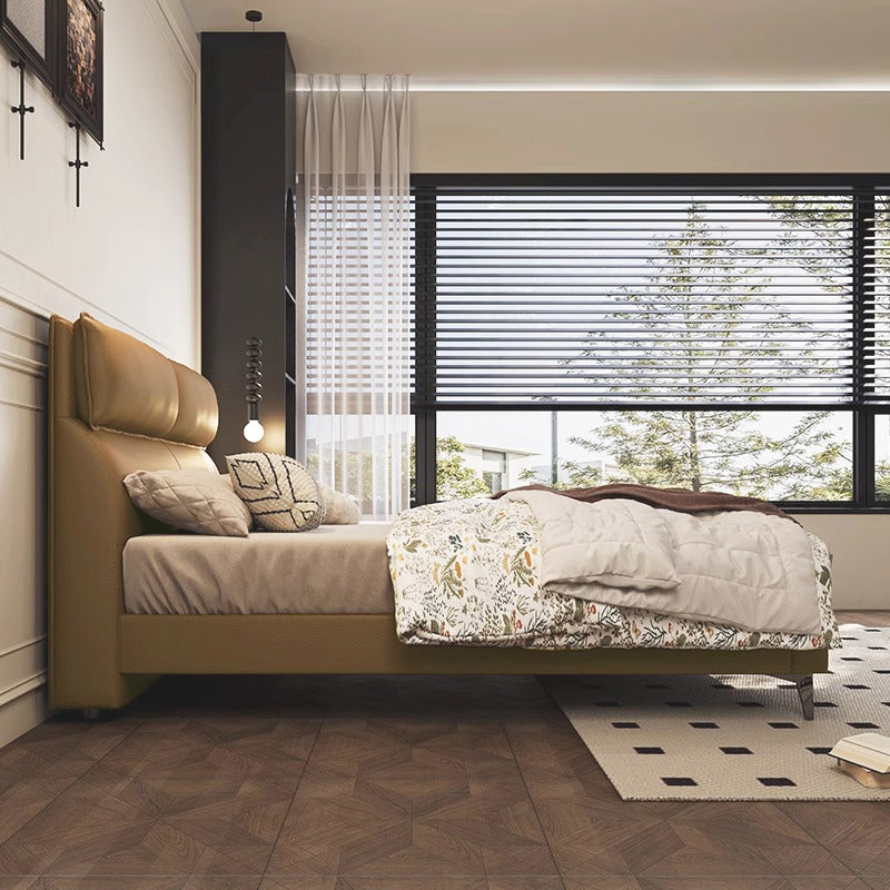 Pre Sale Leather/Brown/Soft-Covered/Solid Wood/Soft Bed/153/183