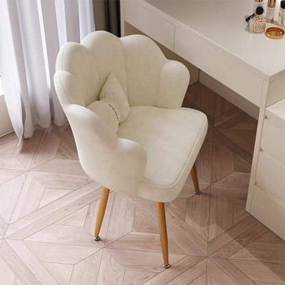 Beige Cloud Mirror Dressing Table with Three-Drawer Cabinet and Stool Set