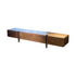 Walnut Grain TV Console with Drawers & Brushed Black Titanium Accents
