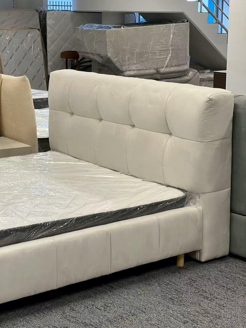 Off White/Solid Wood/Bed/4-Grid/153/183