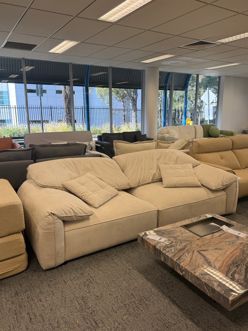 Light Beige Suede Fabric Elephant Ear Sofa