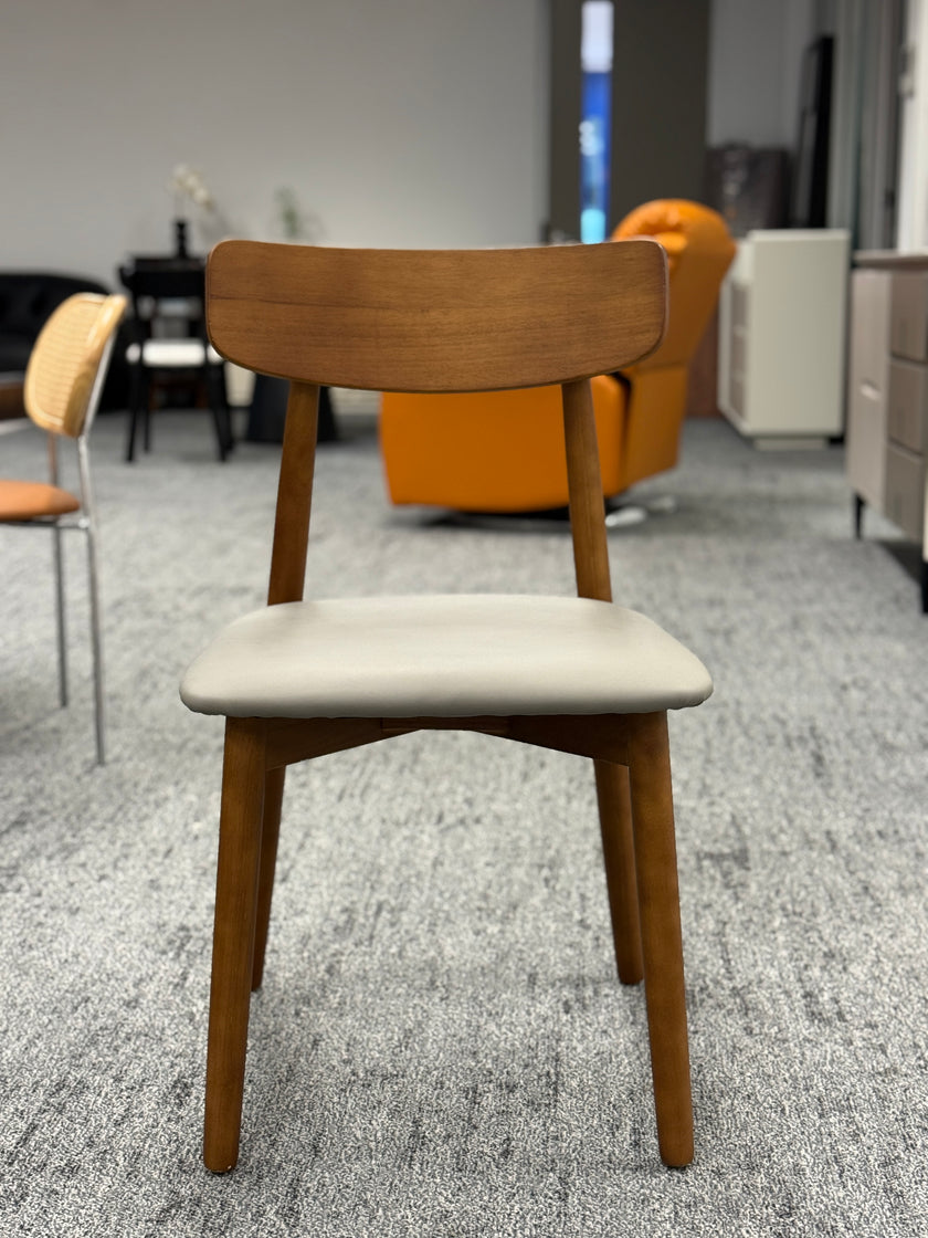 Walnut Gray PU Cushion Dining Chair