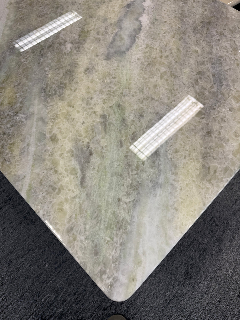 Blue Crystal Luxury Marble black And Silver Color-Blocked Leg Dining Table/140/160/180