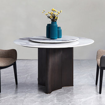 Microcrystalline Stone Table with Walnut Base 150