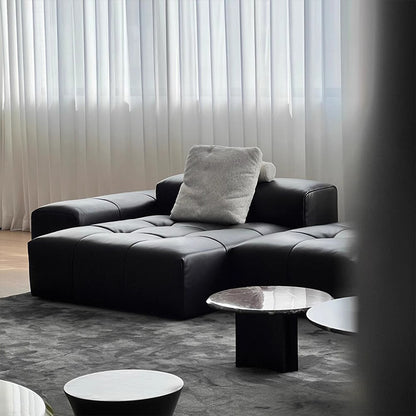 Genuine Leather Pixel-Style Sofa Brown