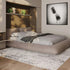 Light Taupe Linen & Solid Wood Modern Bed 153/183
