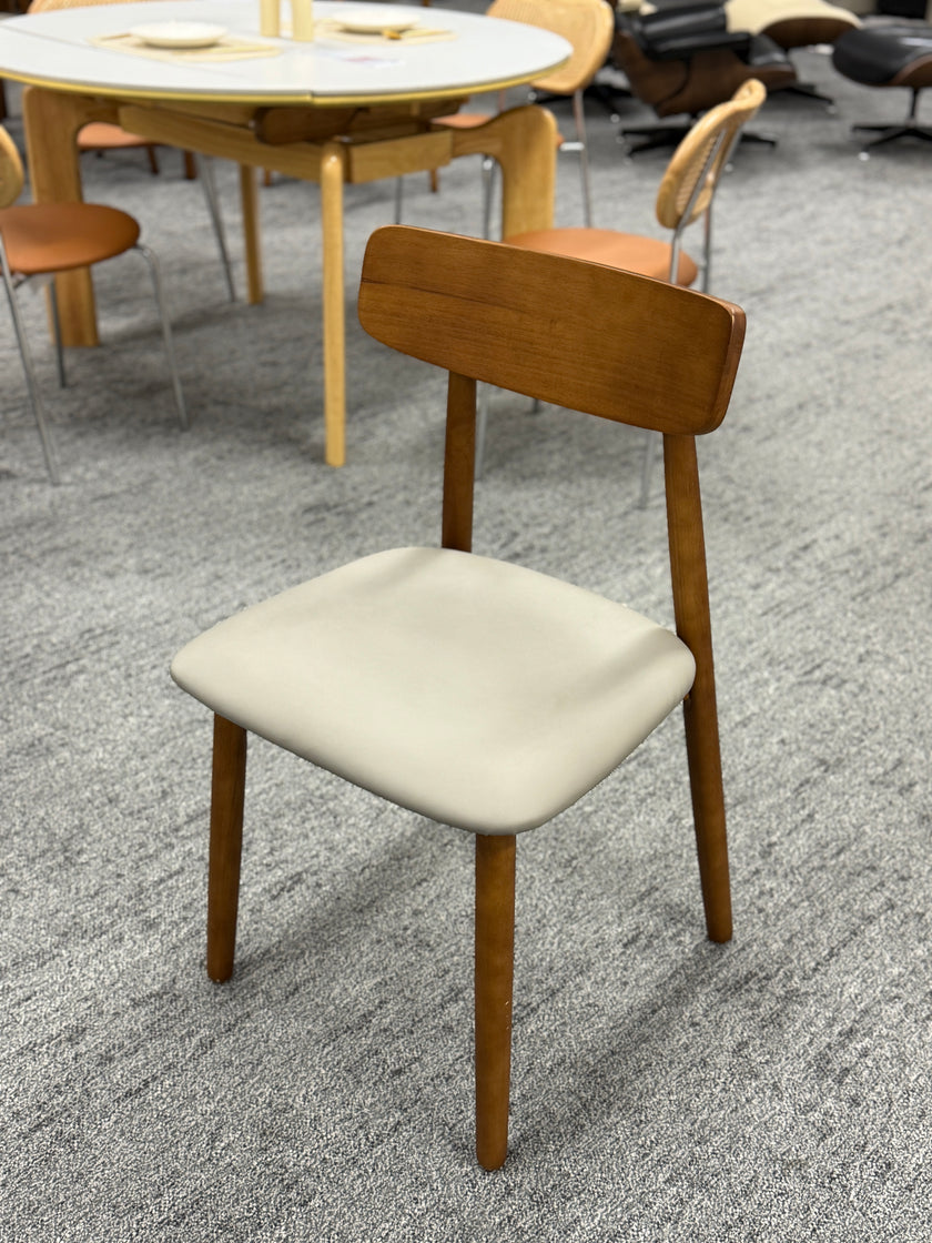 Walnut Gray PU Cushion Dining Chair