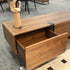 Walnut Grain TV Console with Drawers & Brushed Black Titanium Accents