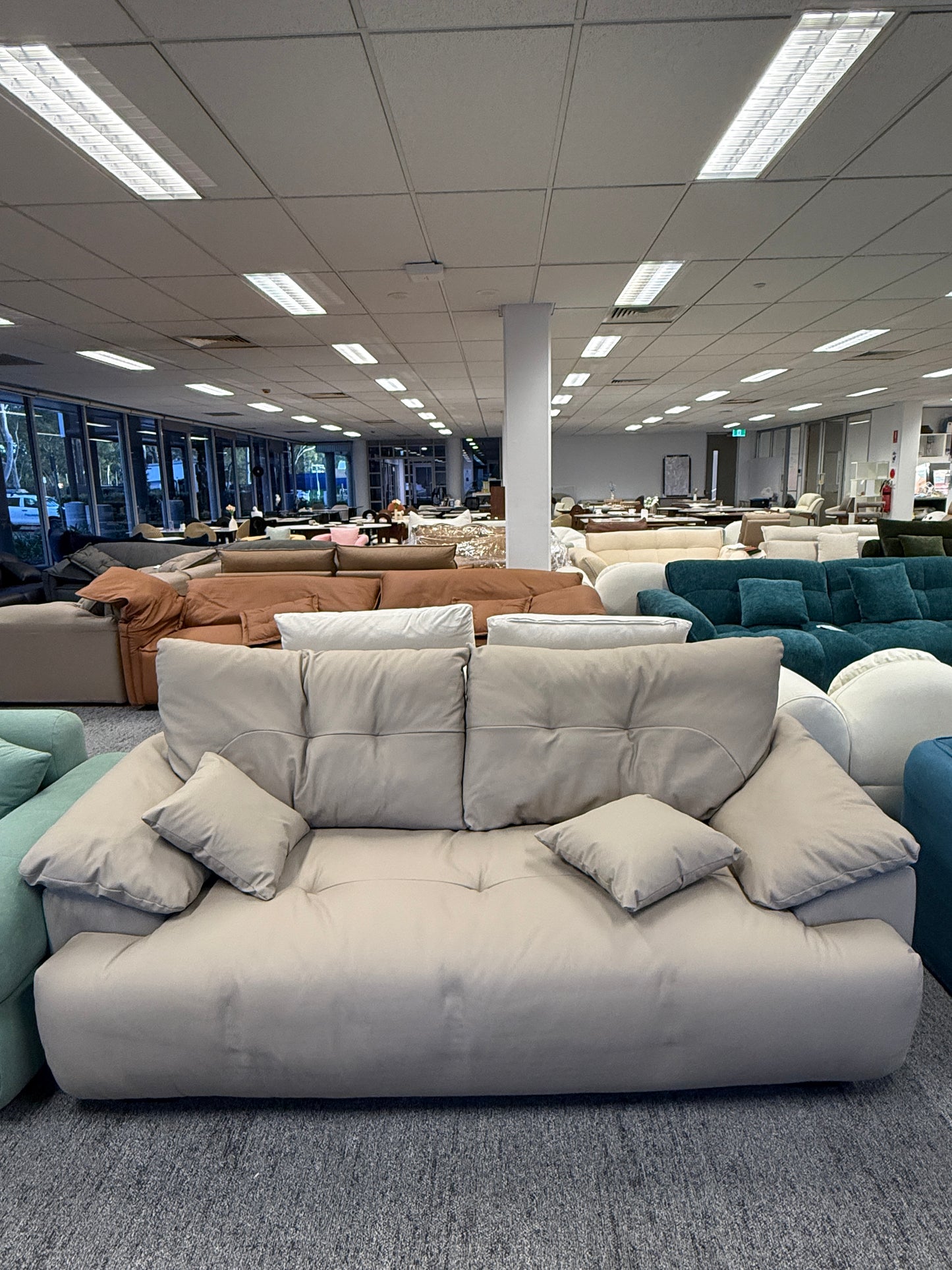 Genuine Leather Straight Sofa Floating Cloud-Style