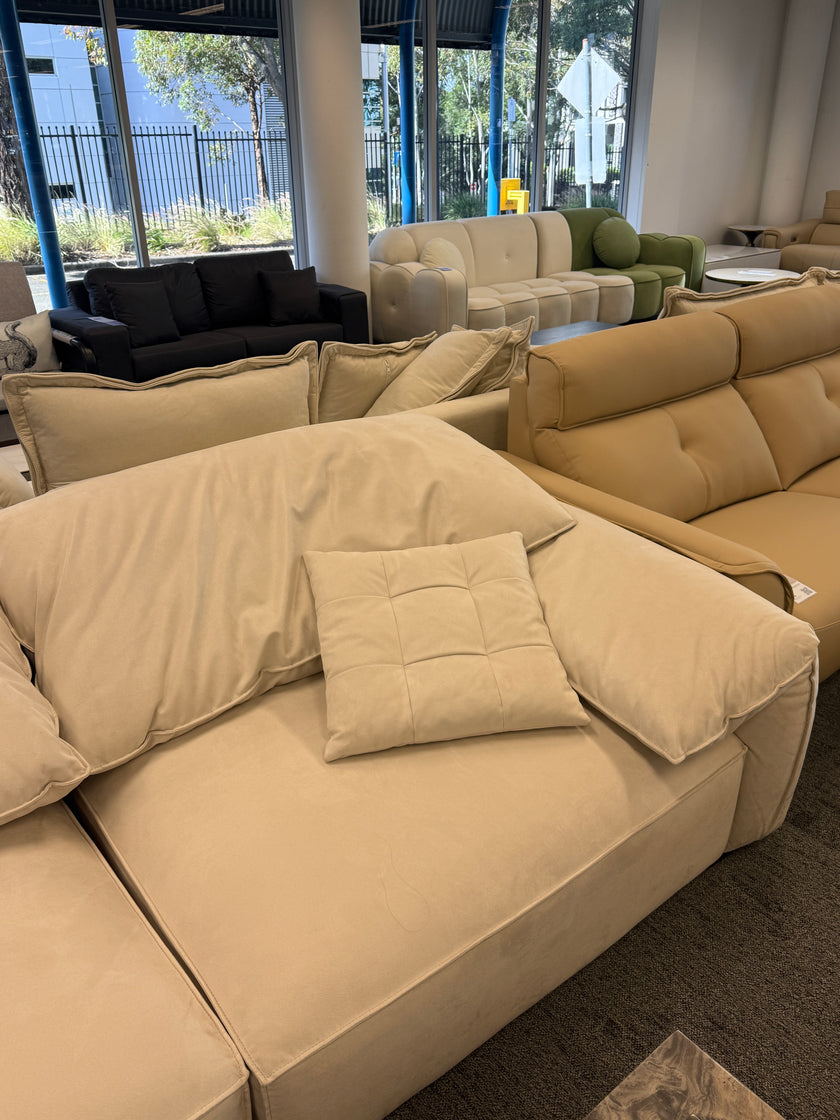 Light Beige Suede Fabric Elephant Ear Sofa