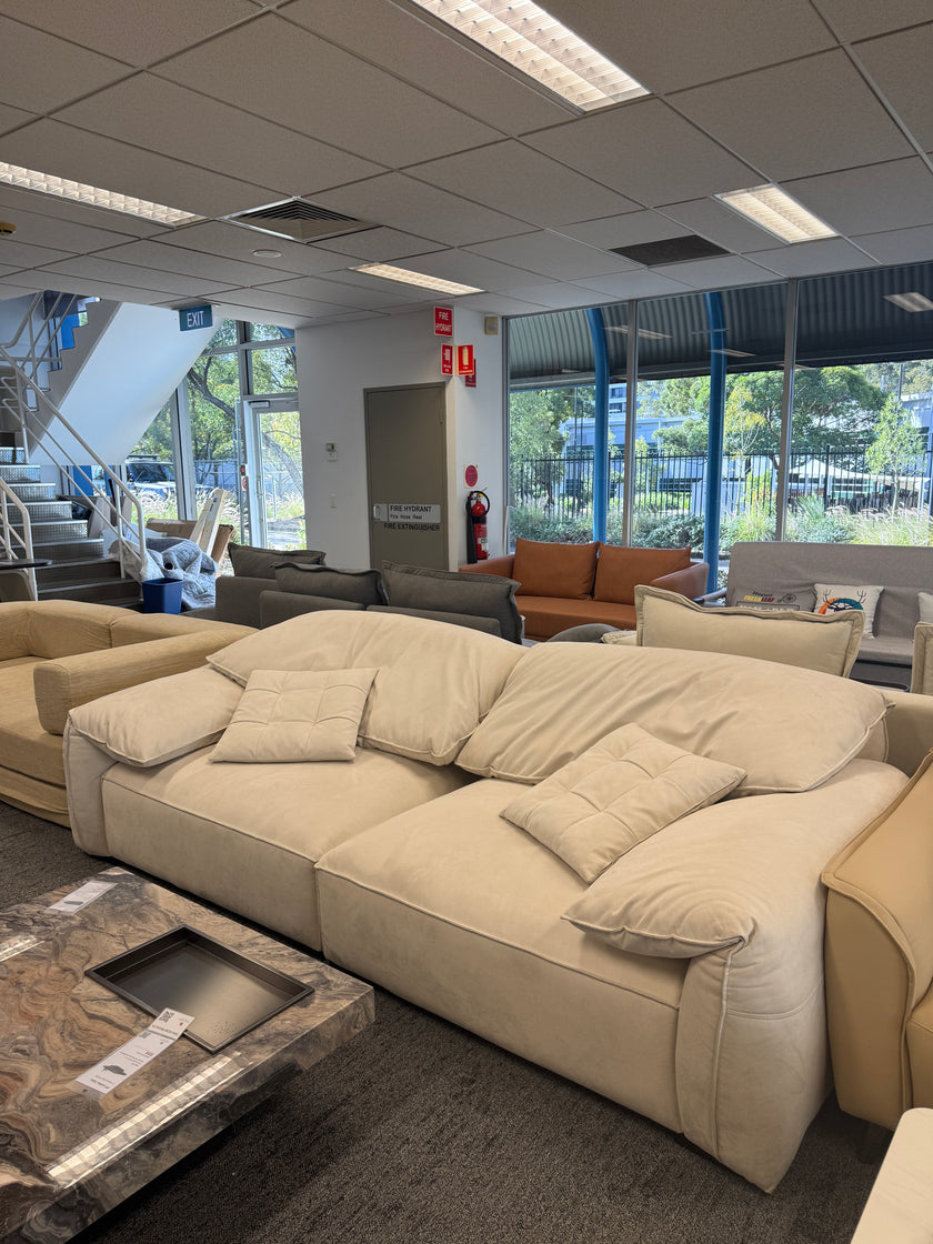 Light Beige Suede Fabric Elephant Ear Sofa
