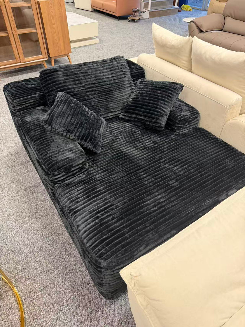 Black Corduroy Single Seater Sofa