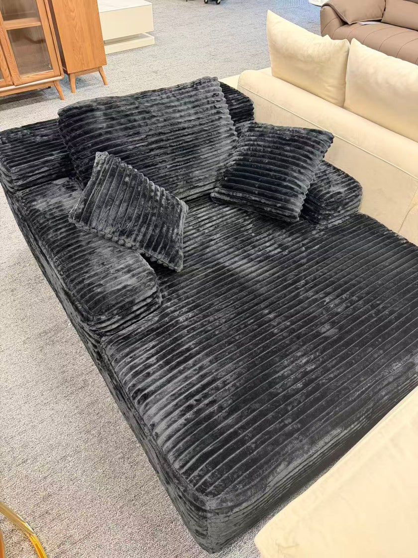 Black Corduroy Single Seater Sofa
