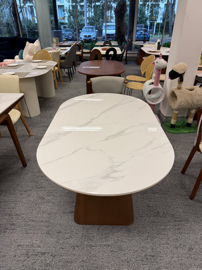 Rock Board Double End Round Dining Table