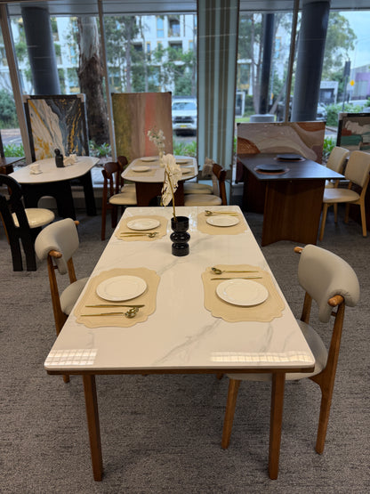 Bright Snow Mountain White Rock Board Dining Table/No Chairs