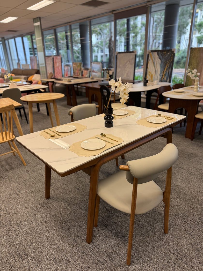 Bright Snow Mountain White Rock Board Dining Table