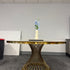 White Round Rock Plate Gold Base Dining Table
