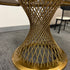 White Round Rock Plate Gold Base Dining Table