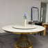 White Round Rock Plate Gold Base Dining Table