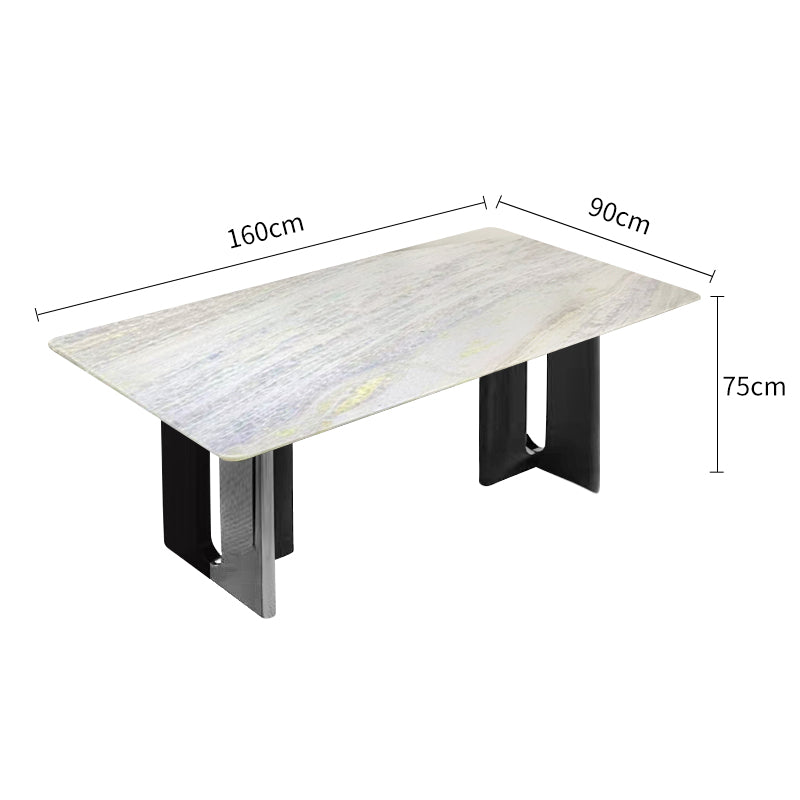 Blue Crystal Luxury Marble black And Silver Color-Blocked Leg Dining Table/140/160/180