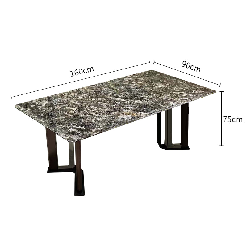 Platinum Diamond Luxury Stone V-Shaped Color-Blocking Leg Dining Table/140/160/180