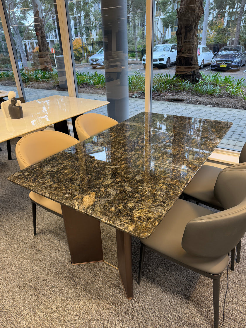 Platinum Diamond Luxury Stone V-Shaped Color-Blocking Leg Dining Table/140/160/180