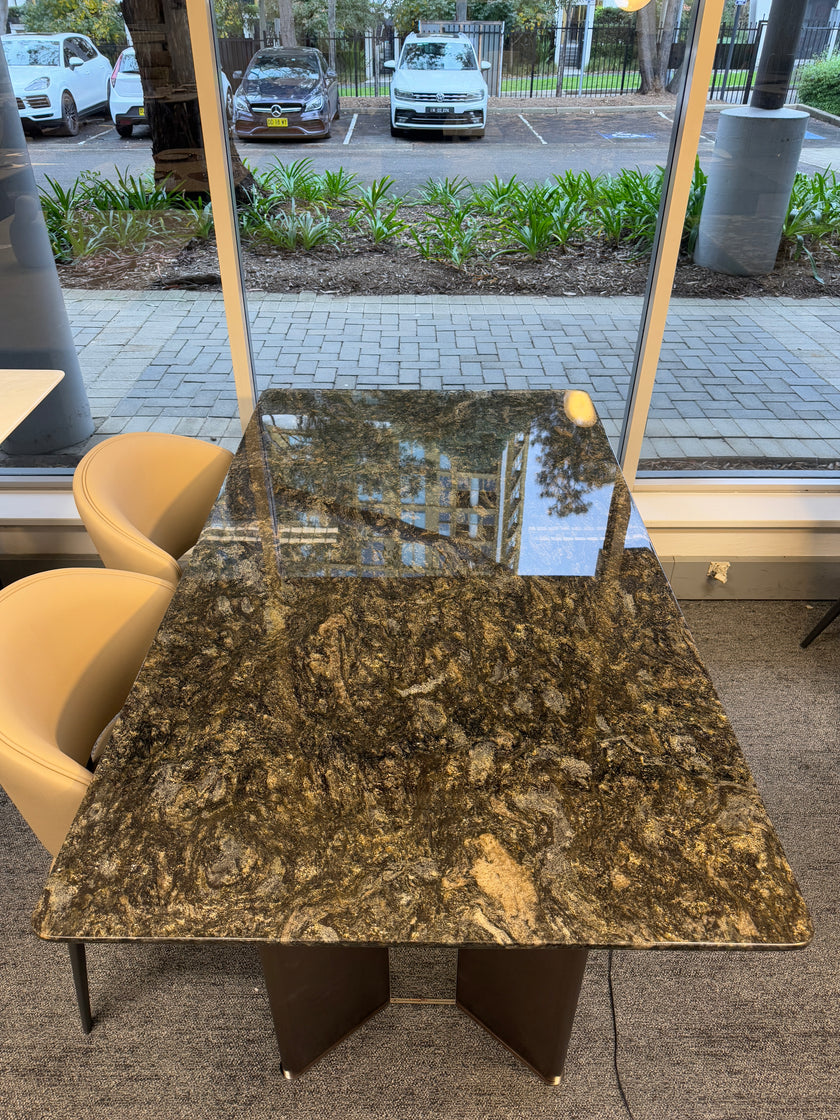 Platinum Diamond Luxury Stone V-Shaped Color-Blocking Leg Dining Table/140/160/180