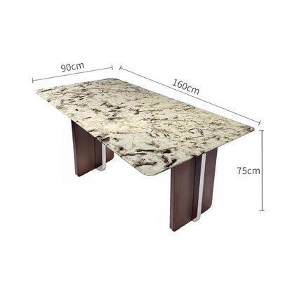 Snow Mountain Luxury Stone Color-Blocked Triangular Leg Dining Table