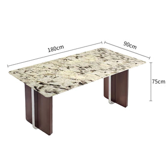 Snow Mountain Luxury Stone Color-Blocked Triangular Leg Dining Table/160/180