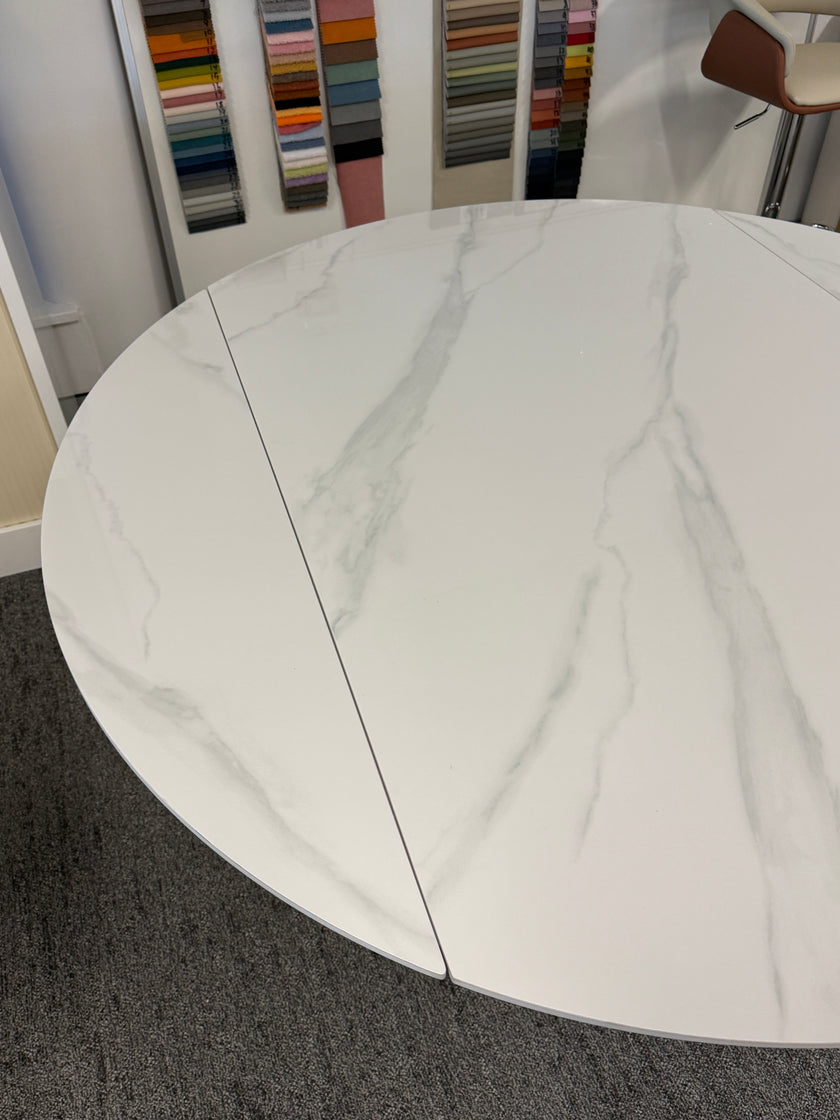 Extendable Sintered Stone Dining Table with Steel Base