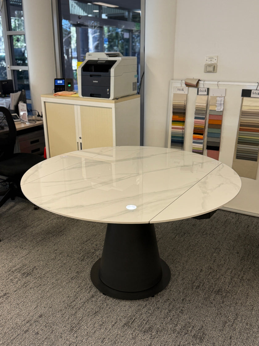 Extendable Sintered Stone Dining Table with Steel Base