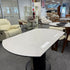 Black & White Crystalline Extendable Dining Table with Solid Wood Base