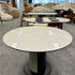Black & White Crystalline Extendable Dining Table with Solid Wood Base