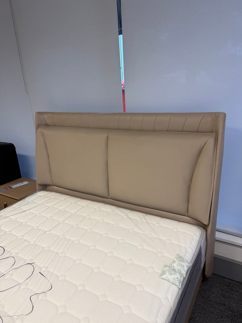 Nordic Light Khaki Genuine Leather Bed/153/183
