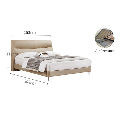 Genuine Leather/Light Gray/Soft-Covered/Solid Wood Bed/153/Bedside Table