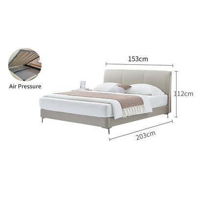 Genuine Leather/Elephant Gray/Solid Wood Bed/With Lights/153/183